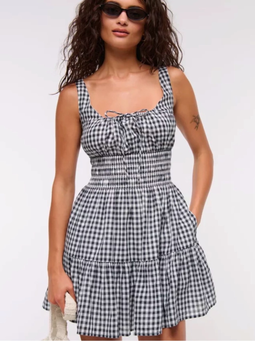 Abercrombie & Fitch Smocked Tie Front Mini Dress XS Tall